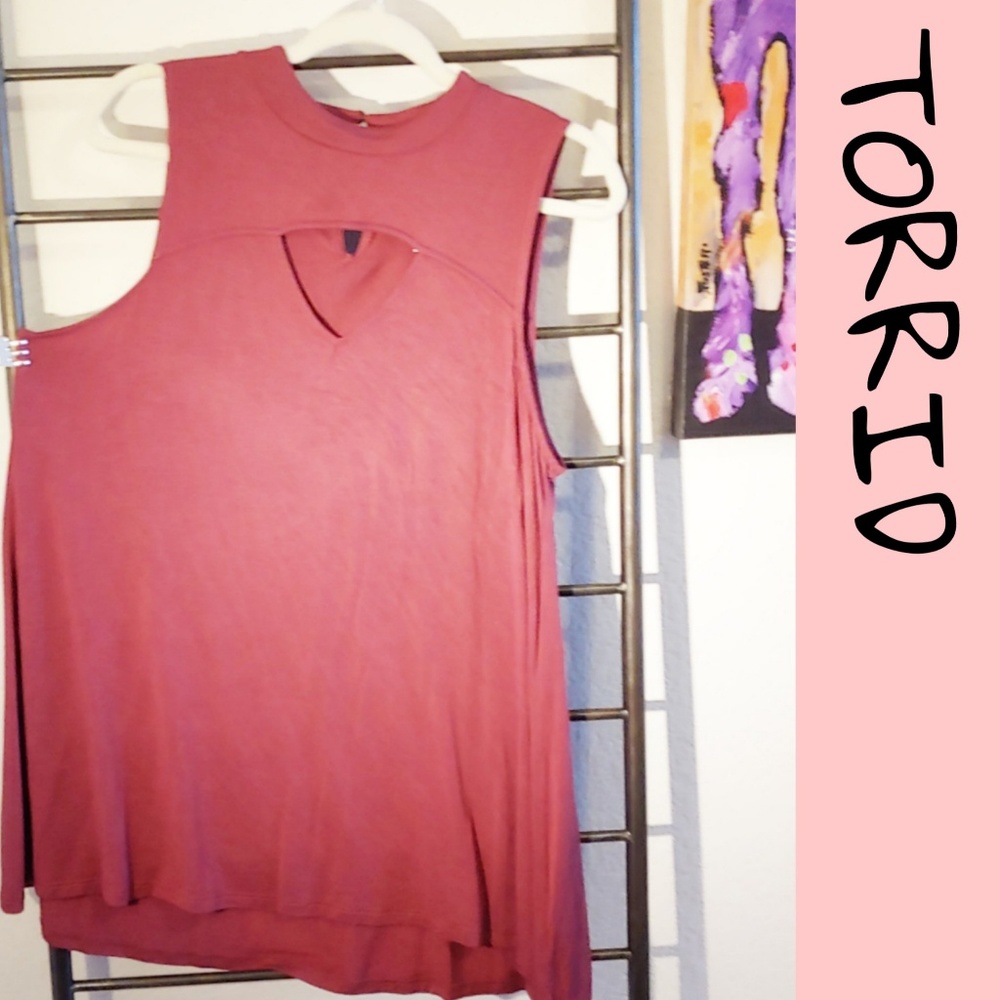 TORRID Super Soft tank w keyhole and high neck